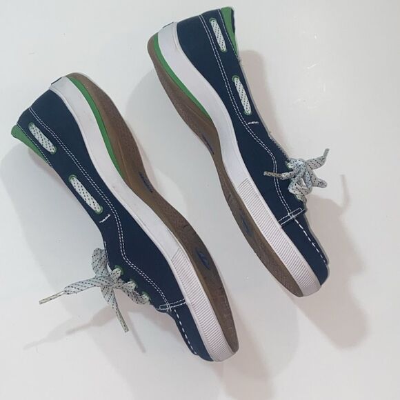 Y2K Keds Madras Navy Sneakers with Green Accents Size 8  5.5 - Picture 3 of 10